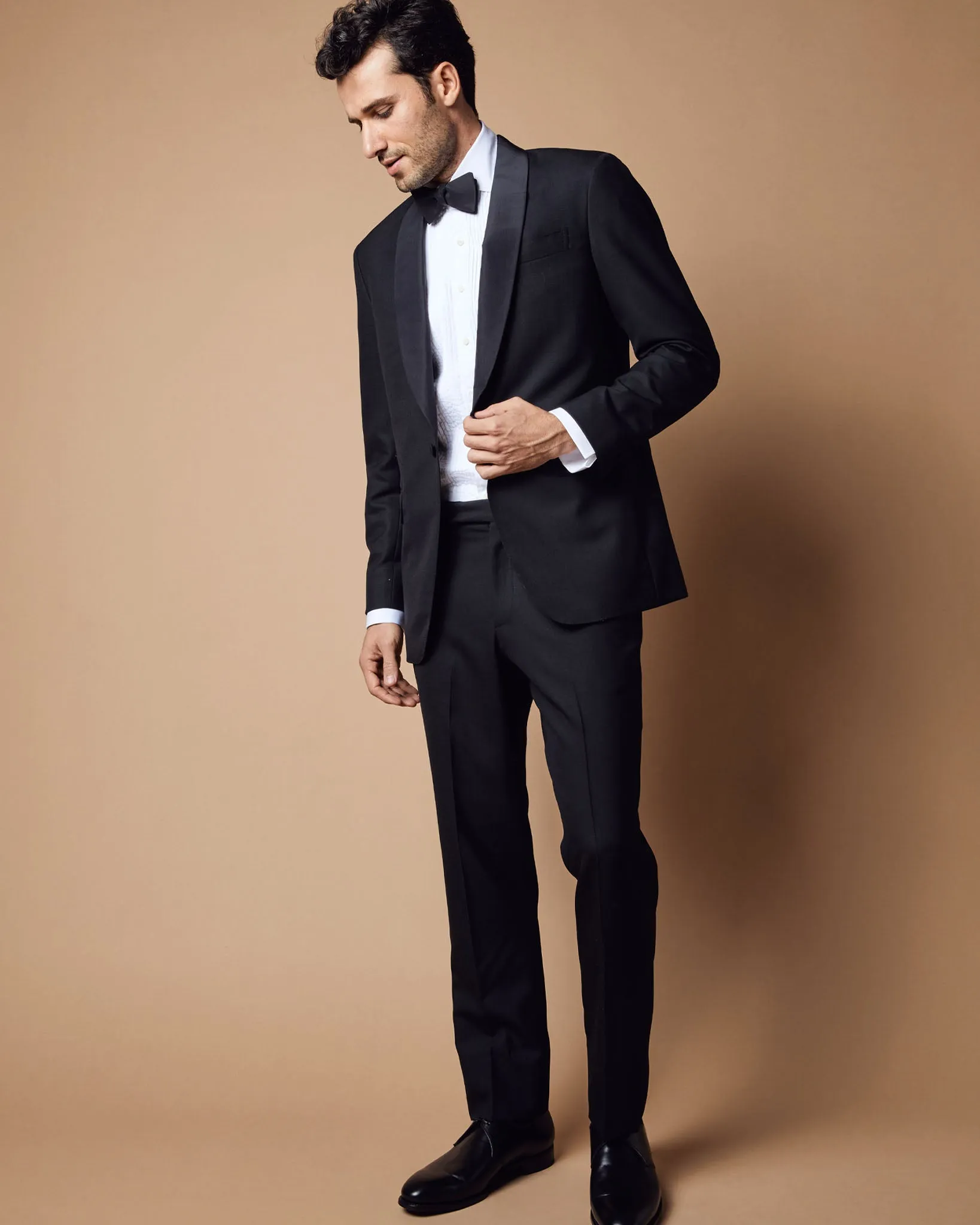 Virgil No. 3 Shawl Collar Tuxedo in Black Wool with Silk Grosgrain Trim sold by Mashburn product image thumbnail 3