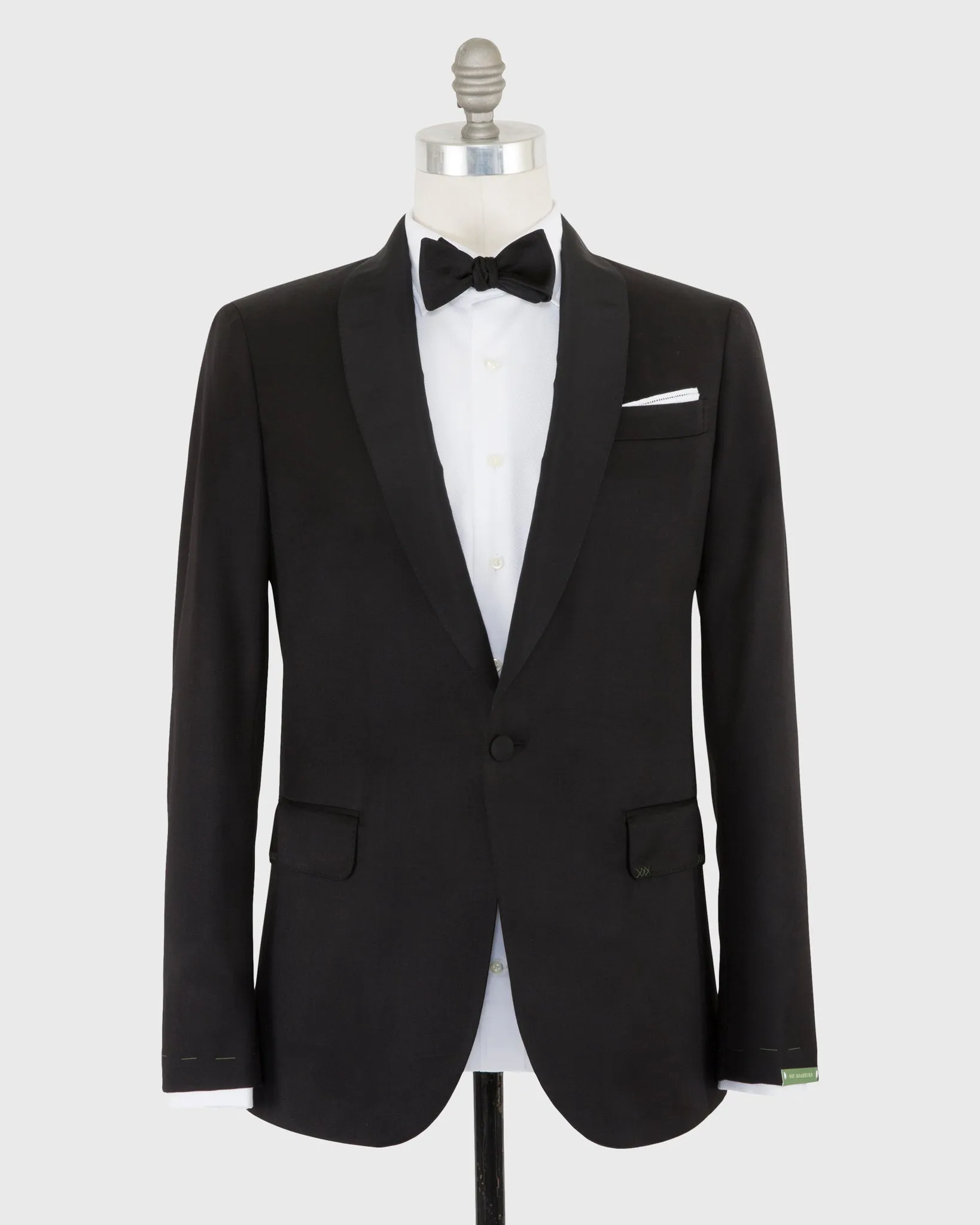 Virgil No. 3 Shawl Collar Tuxedo in Black Wool with Silk Grosgrain Trim sold by Mashburn