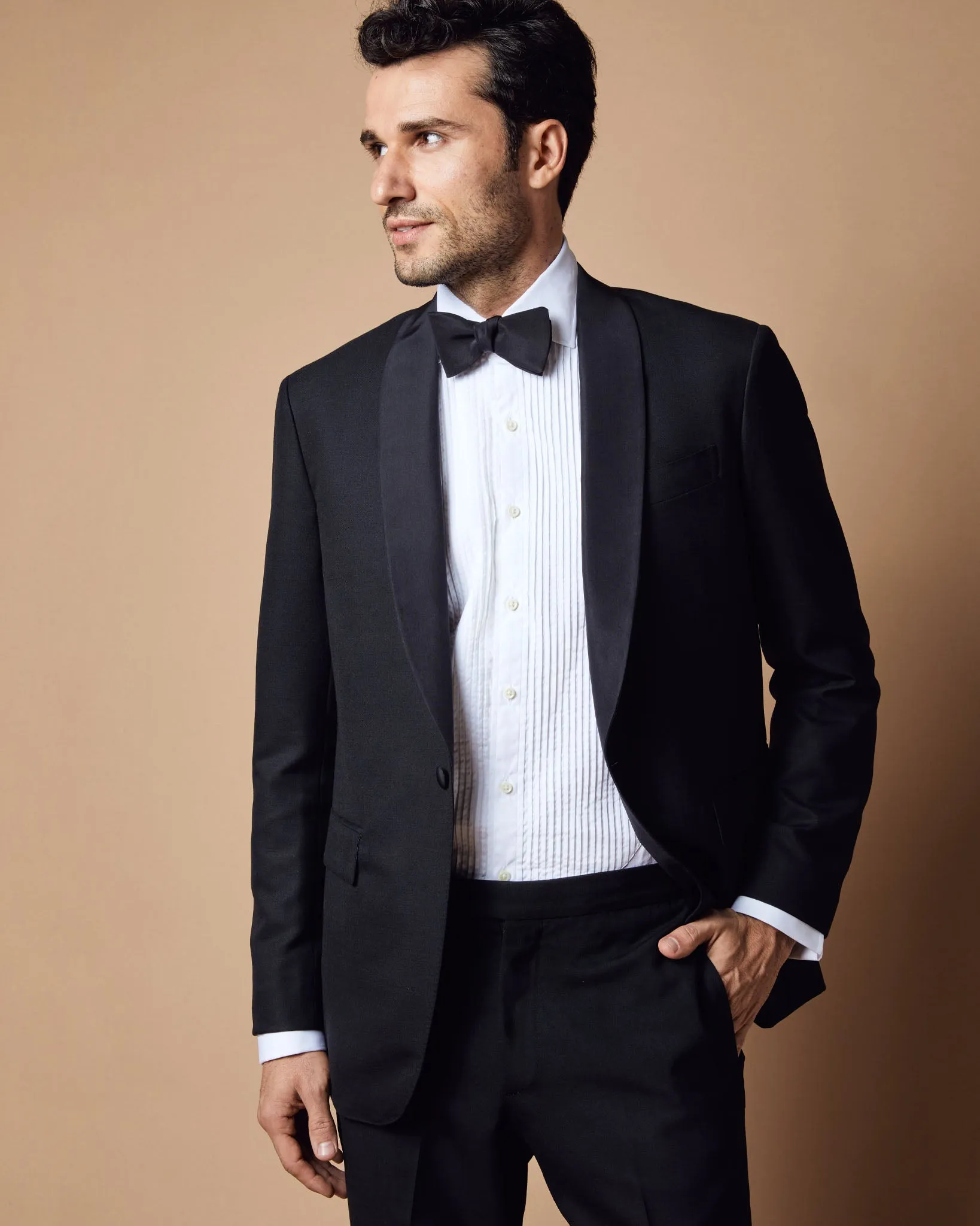 Virgil No. 3 Shawl Collar Tuxedo in Black Wool with Silk Grosgrain Trim sold by Mashburn product image thumbnail 2