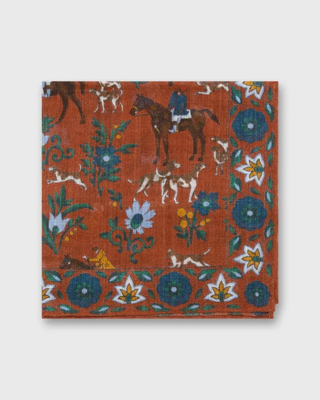 Wool/Silk Pocket Square in Umber Foxhunt sold by Mashburn