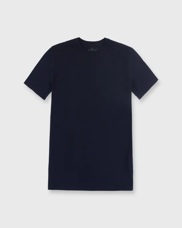 Short-Sleeved Tee in Navy Pima Cotton sold by Mashburn