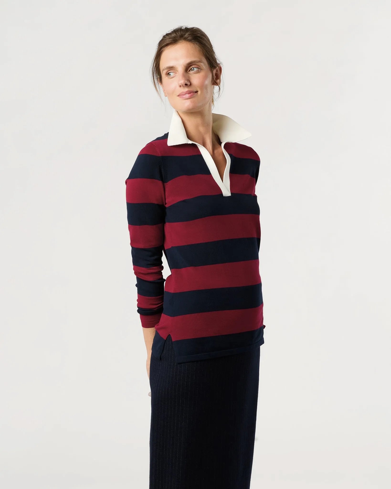 Georgina Rugby Sweater in Dark Cherry Ice Cotton sold by Mashburn product image thumbnail 5