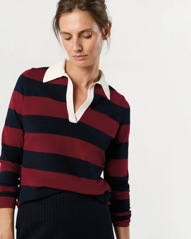 Georgina Rugby Sweater in Dark Cherry Ice Cotton sold by Mashburn
