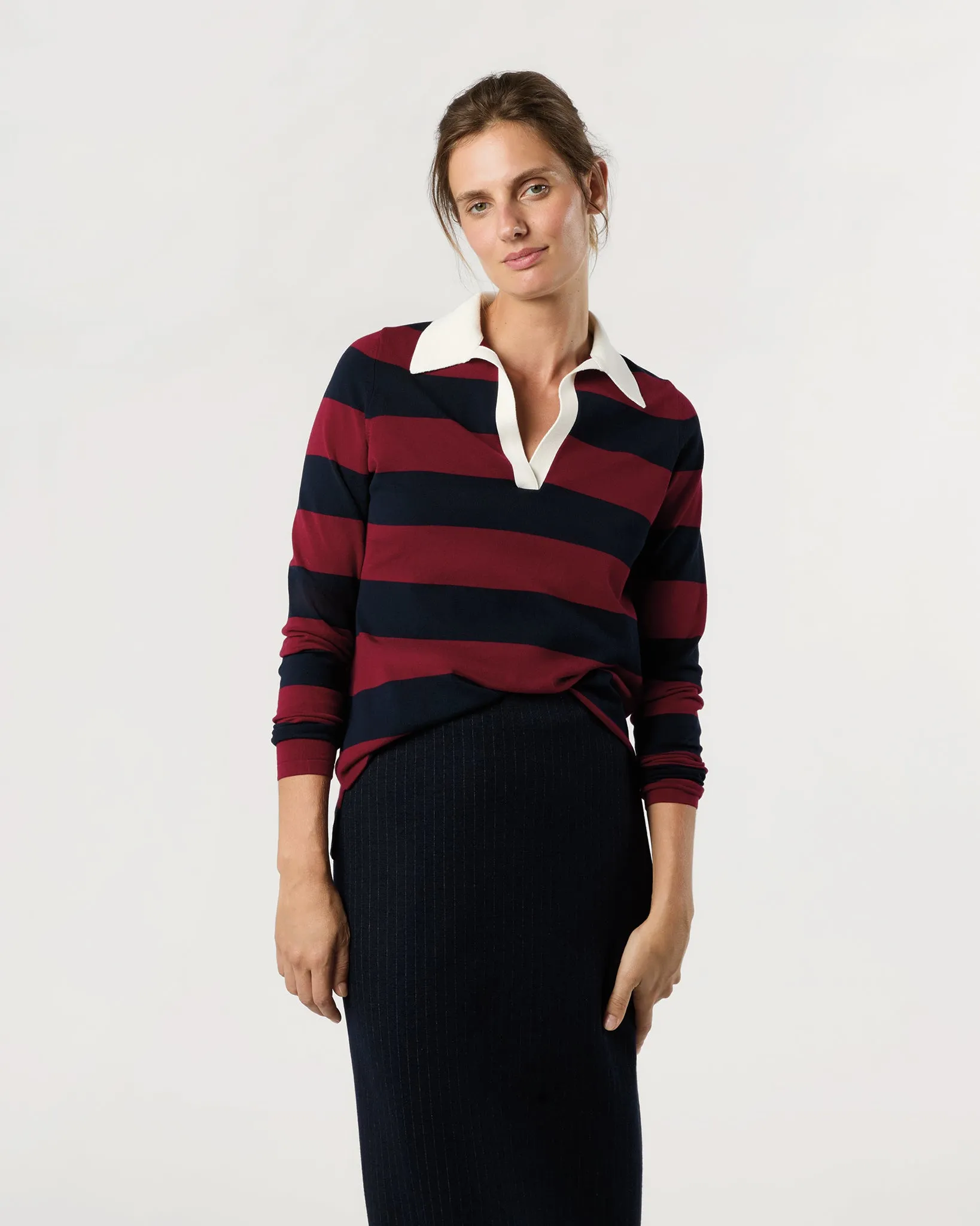Georgina Rugby Sweater in Dark Cherry Ice Cotton sold by Mashburn product image thumbnail 4