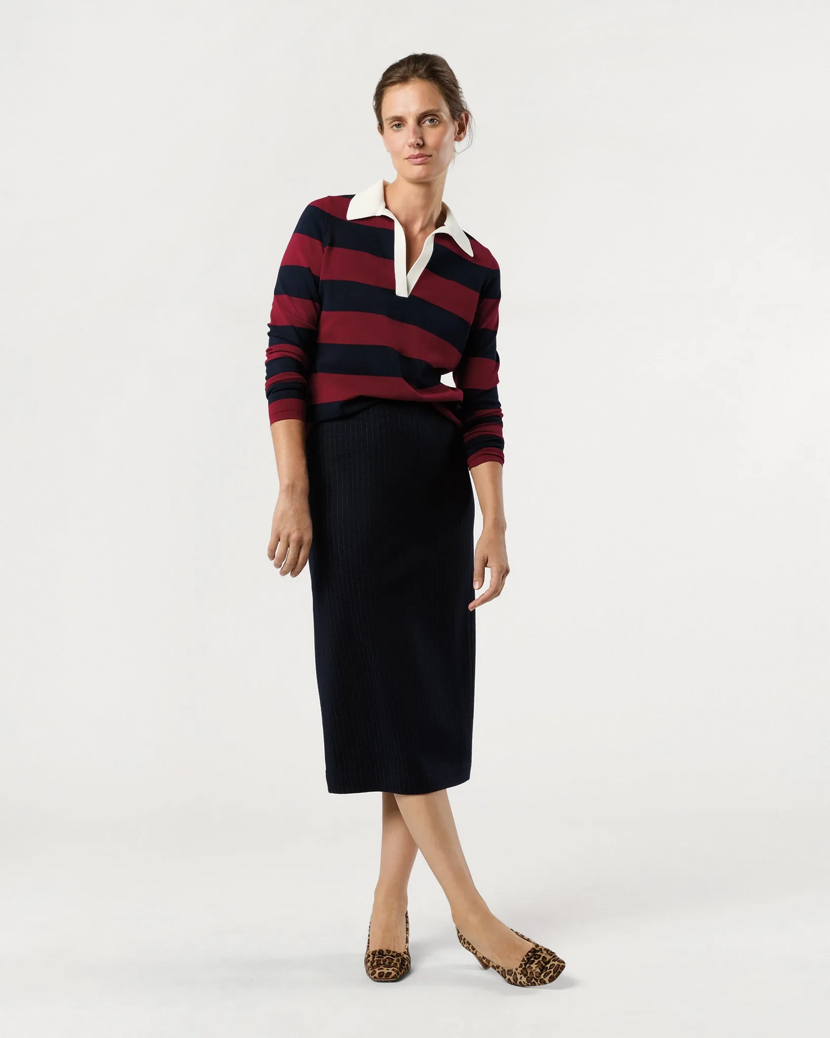 Georgina Rugby Sweater in Dark Cherry Ice Cotton sold by Mashburn product image thumbnail 3