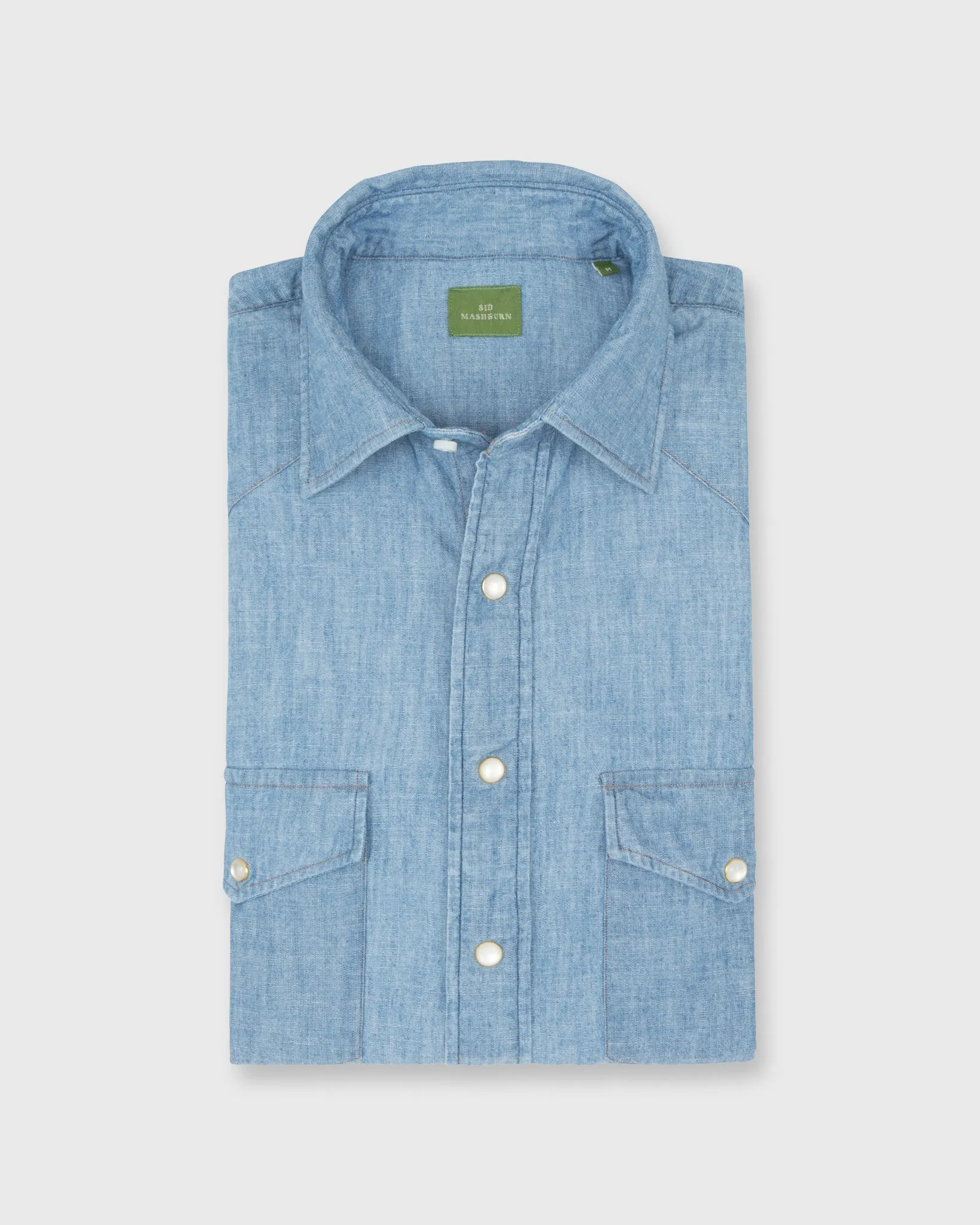 Western Work Shirt in Extra Light Washed Indigo Chambray sold by Mashburn