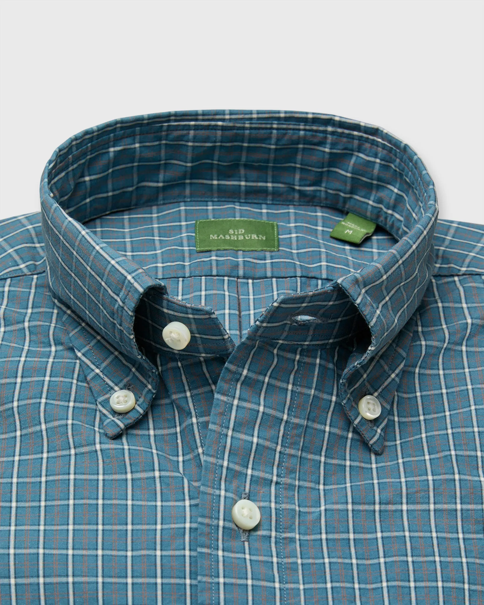 Button-Down Sport Shirt in Spruce/Tobacco/Bone Check Poplin sold by Mashburn product image thumbnail 2