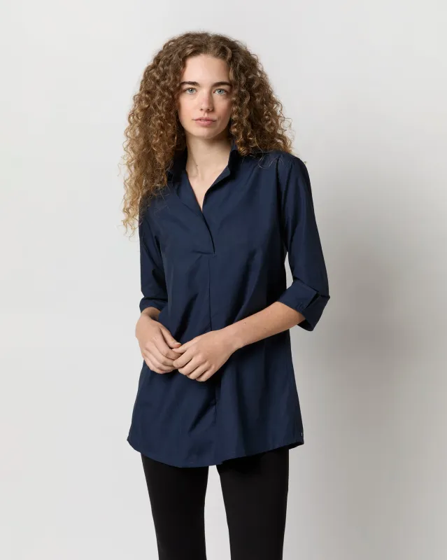 Designer Tunic in Navy Poplin made by Mashburn