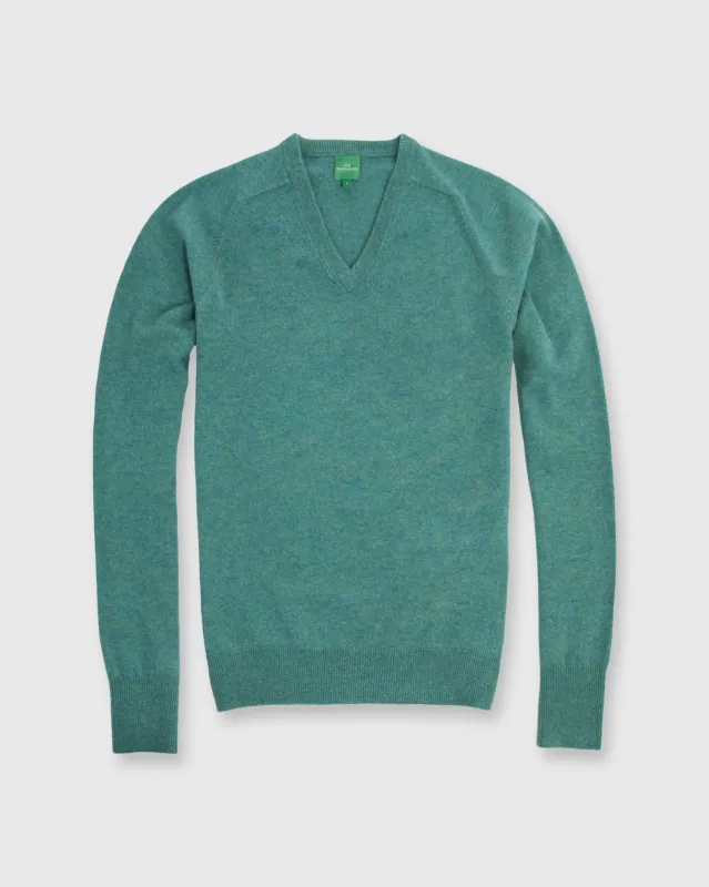 Classic V-Neck Sweater in Lovat Green Cashmere sold by Mashburn