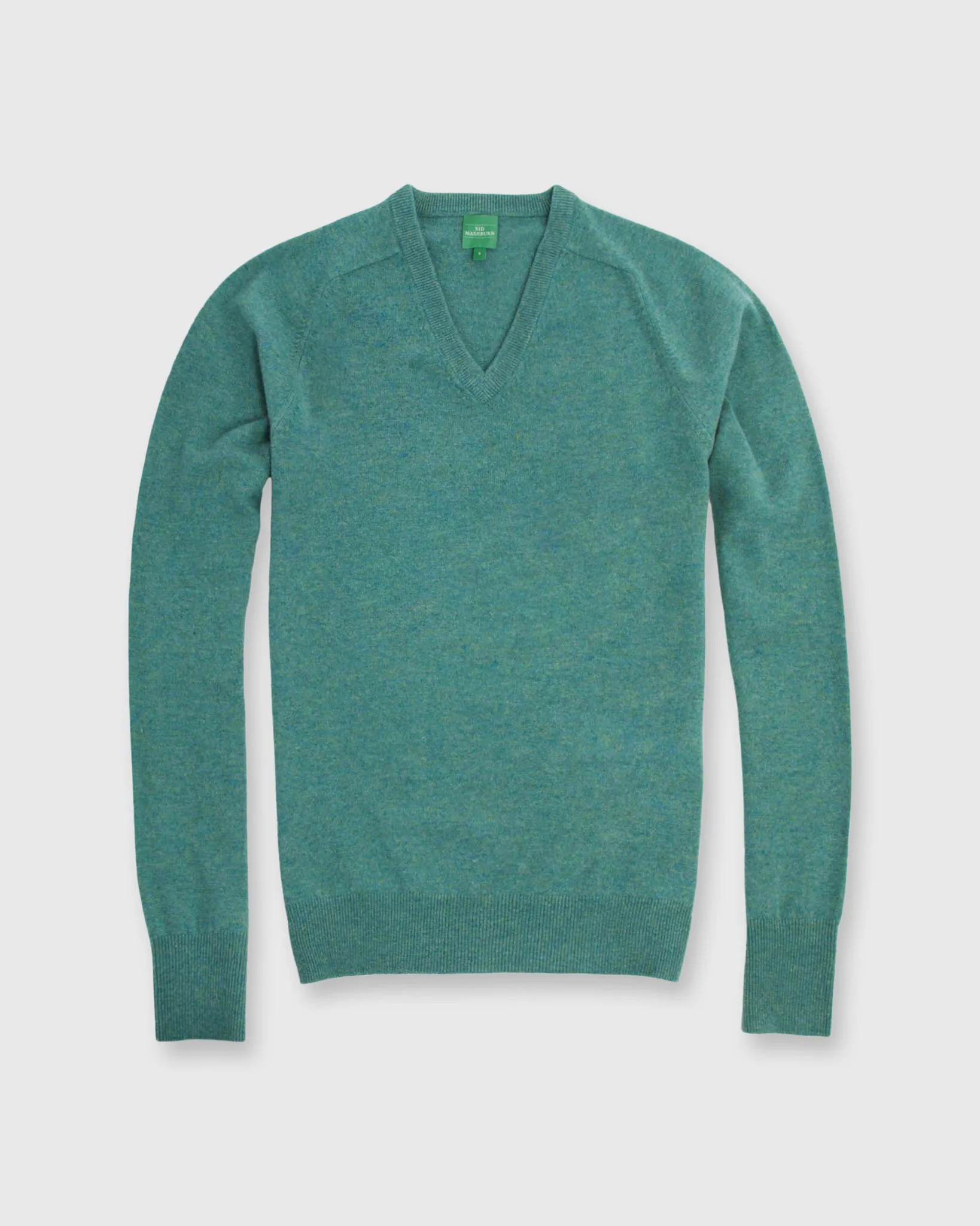Classic V-Neck Sweater in Lovat Green Cashmere sold by Mashburn