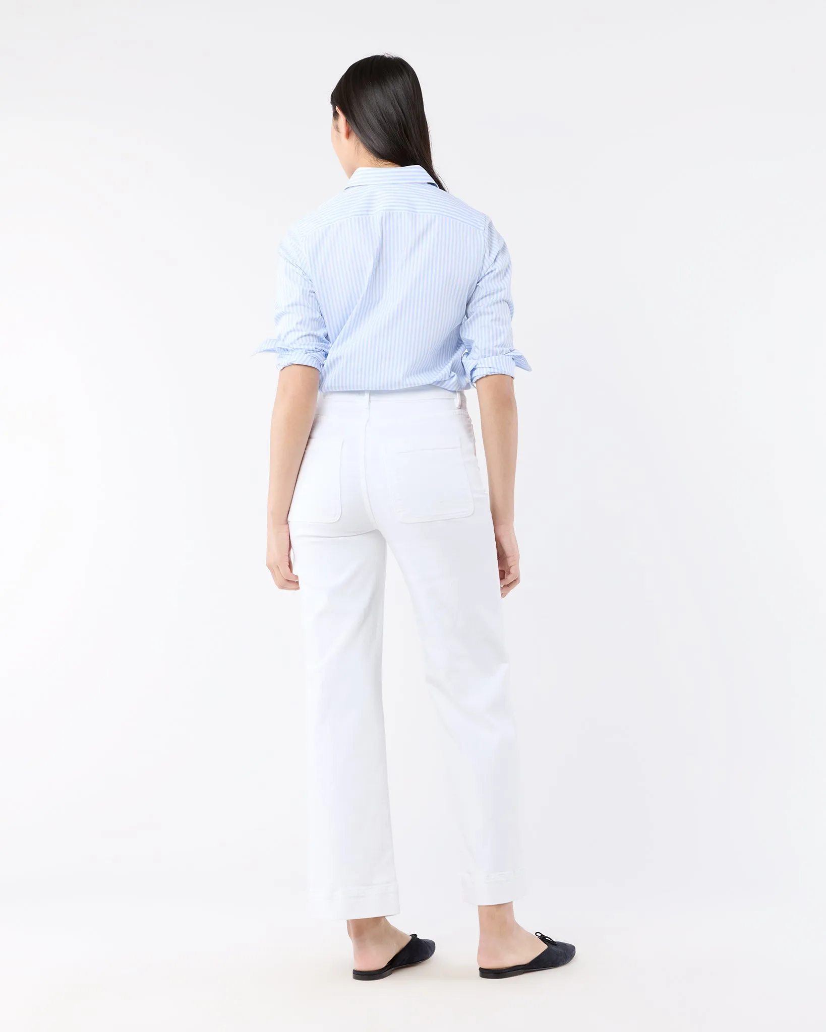Tomboy Club Popover Shirt in Sky/White Awning Stripe Poplin sold by Mashburn product image thumbnail 5