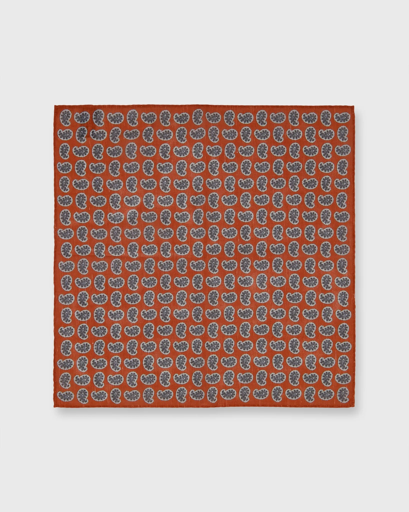 Cotolino Print Pocket Square in Orange/Brown/Cream Paisley sold by Mashburn product image thumbnail 2
