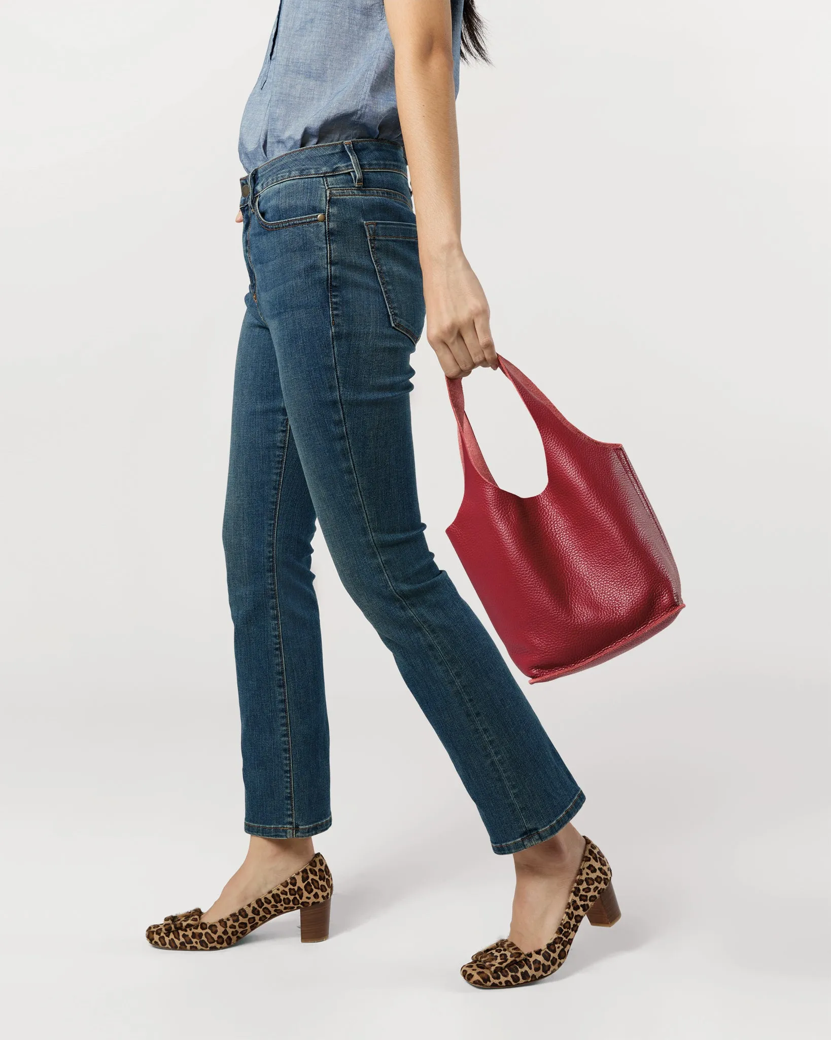 Paola Bucket Bag in Crimson Leather sold by Mashburn product image thumbnail 2