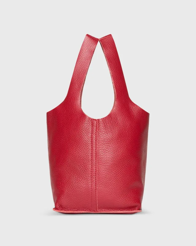Paola Bucket Bag in Crimson Leather sold by Mashburn