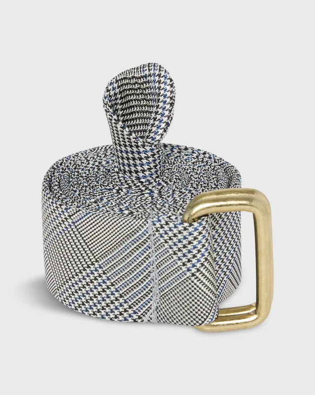 D-Ring Belt in Black/Royal Glen Plaid sold by Mashburn