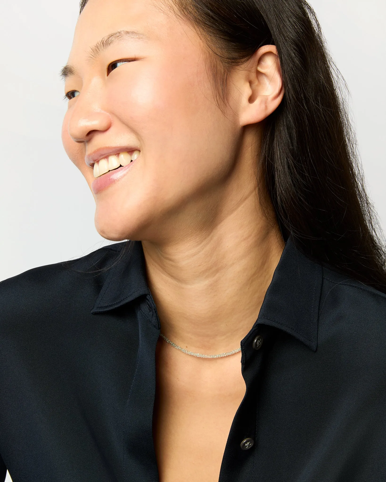 Tiny Beaded 14K Gold Necklace in Aquamarine sold by Mashburn product image thumbnail 2