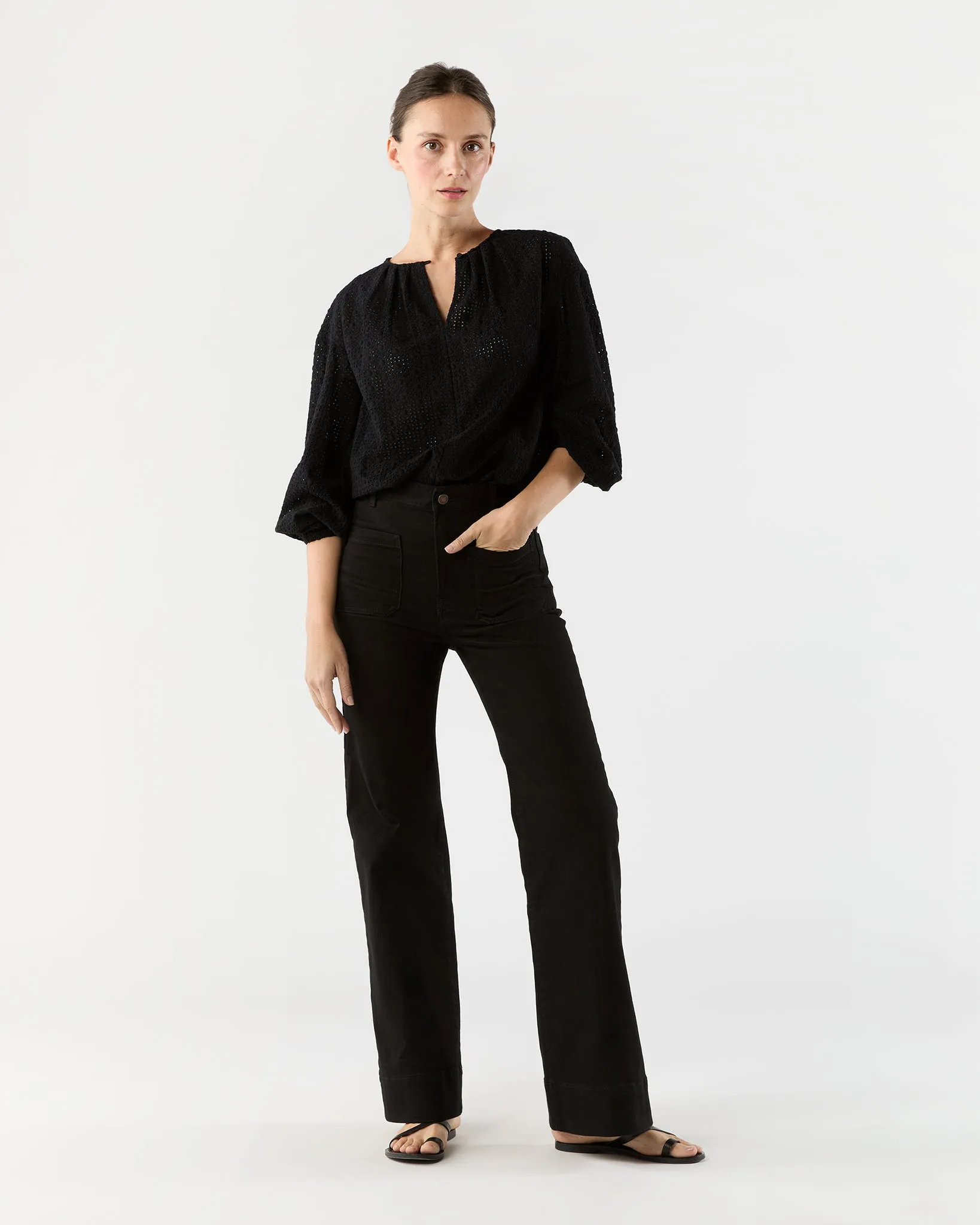 St Monica Jean in Rinse Stay Black sold by Mashburn