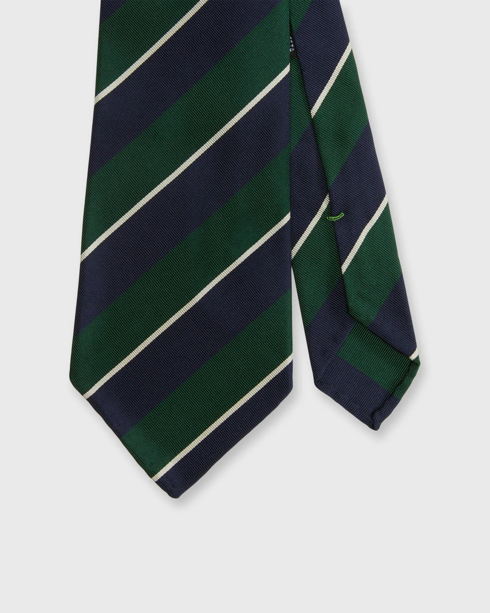 Silk/Cotton Mogador Tie in Green/Navy/Bone Stripe sold by Mashburn