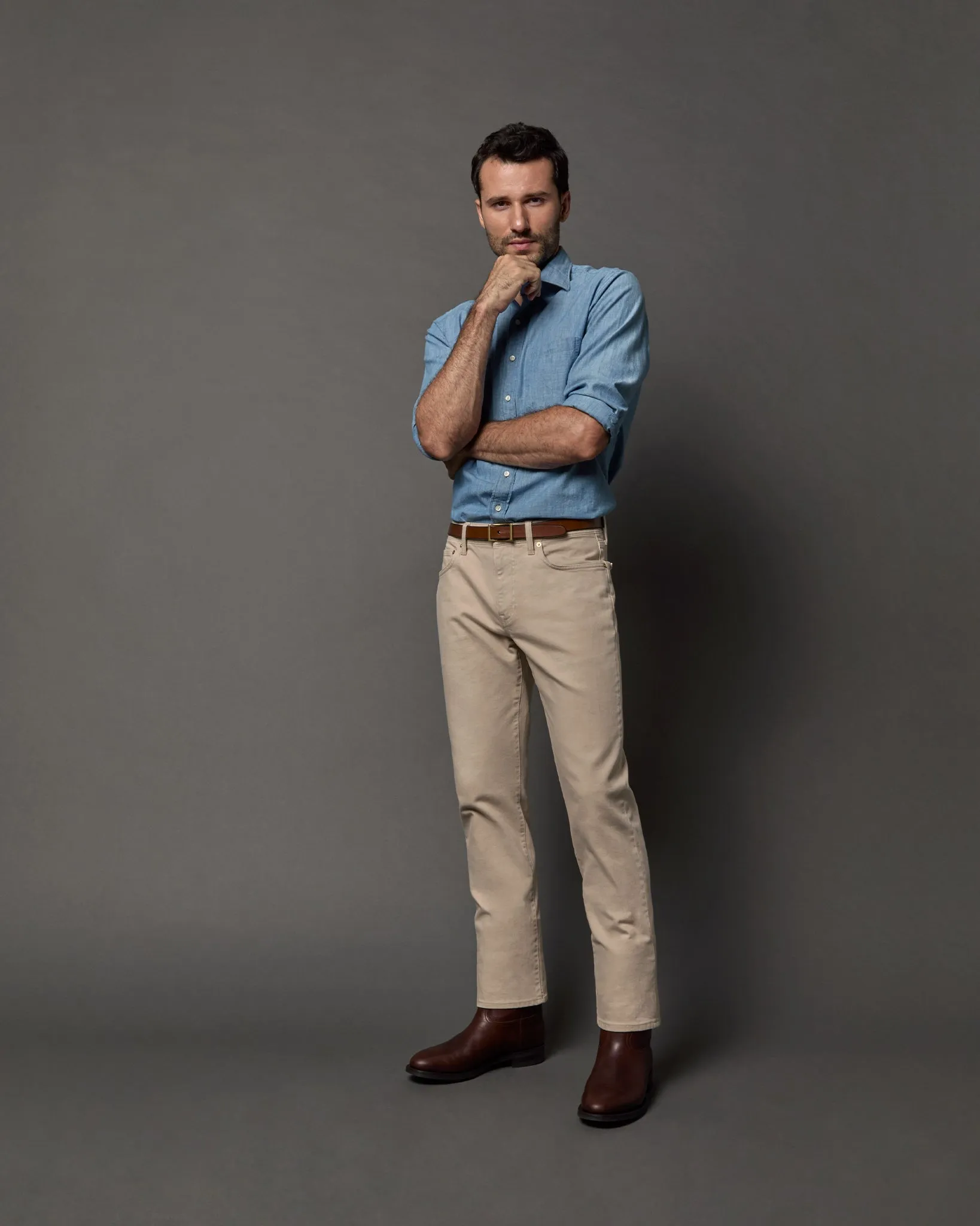 Clift Straight Leg Jean in Stone Garment-Dyed Stretch Denim sold by Mashburn product image thumbnail 5