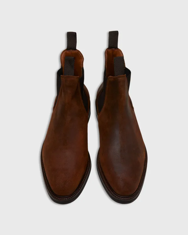 Chelsea Boot in Waxy Brown Suede sold by Mashburn