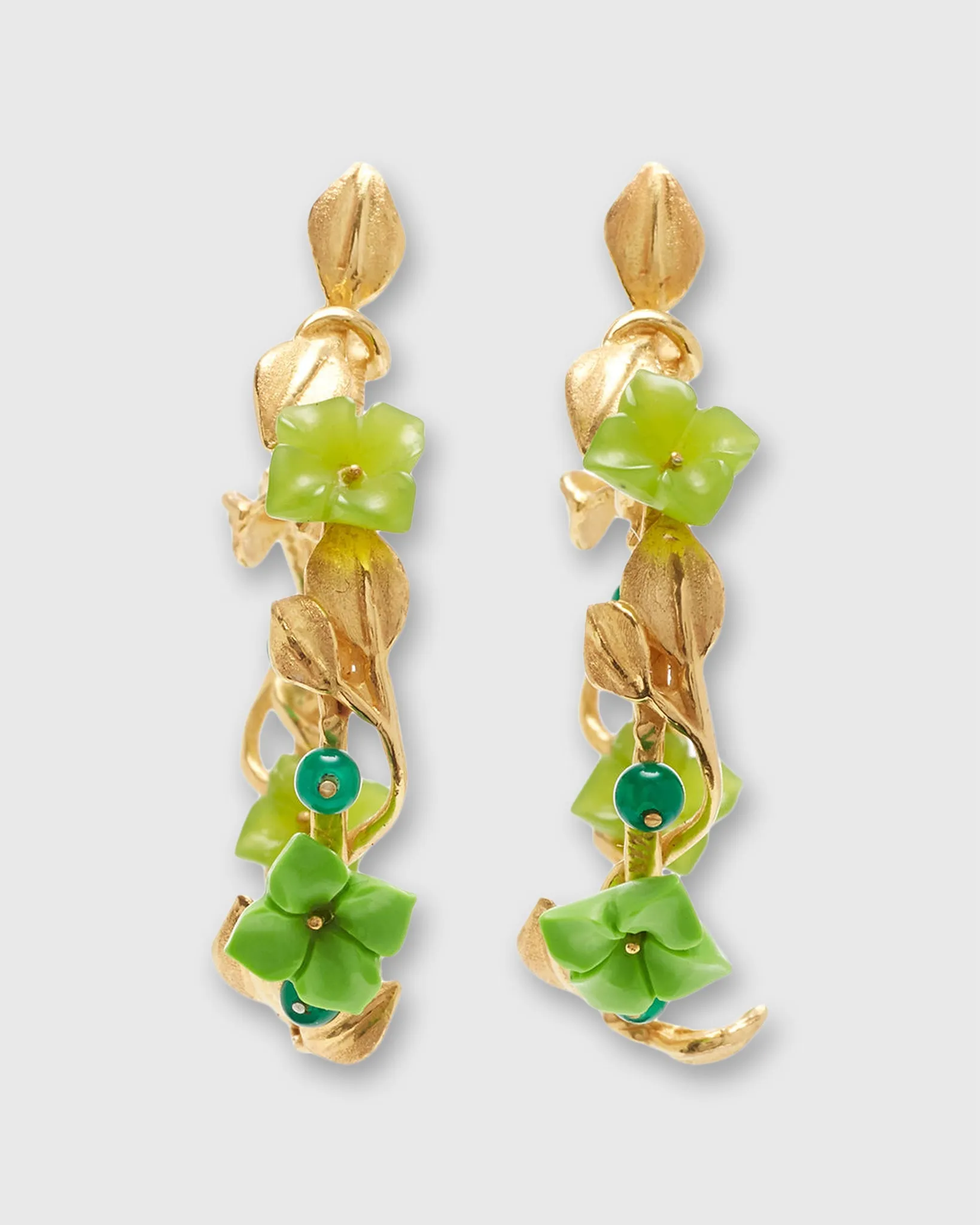Mini Flower Whirl Earrings in Gold/Jade/Peridot sold by Mashburn product image thumbnail 4