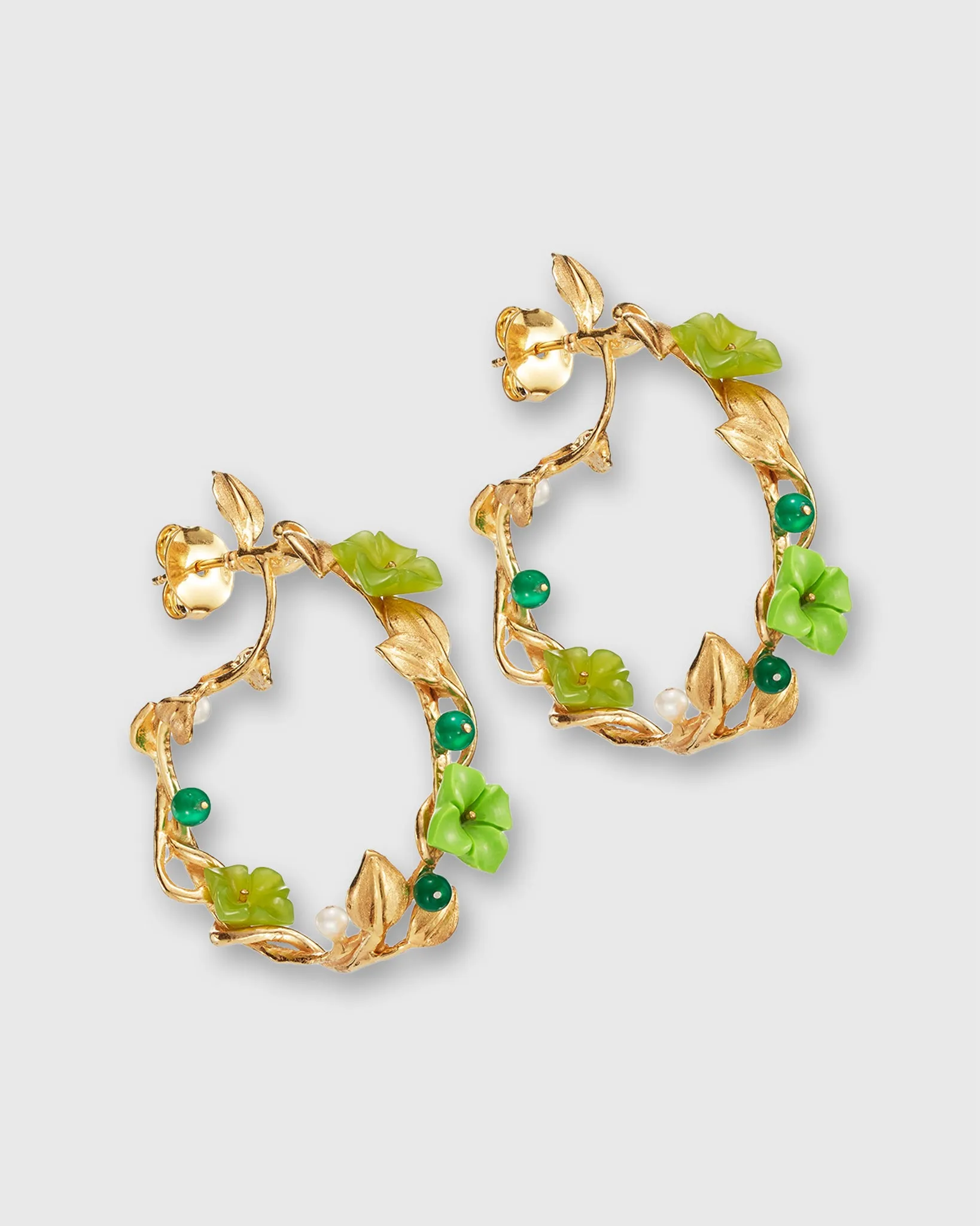 Mini Flower Whirl Earrings in Gold/Jade/Peridot sold by Mashburn product image thumbnail 3