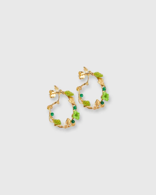 Mini Flower Whirl Earrings in Gold/Jade/Peridot sold by Mashburn