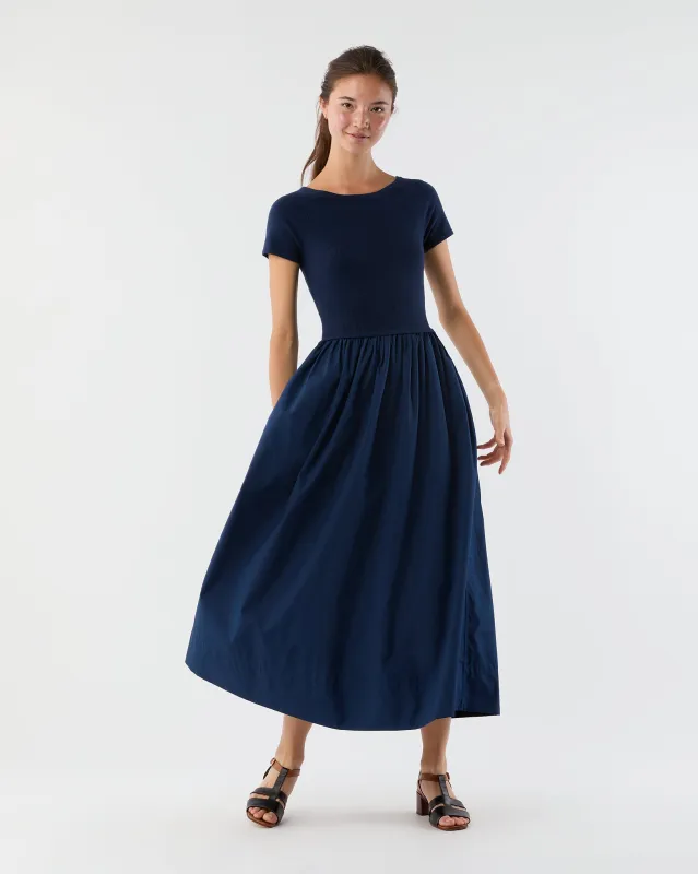 Cosette Dress in Bright Navy Cotton/Silk sold by Mashburn