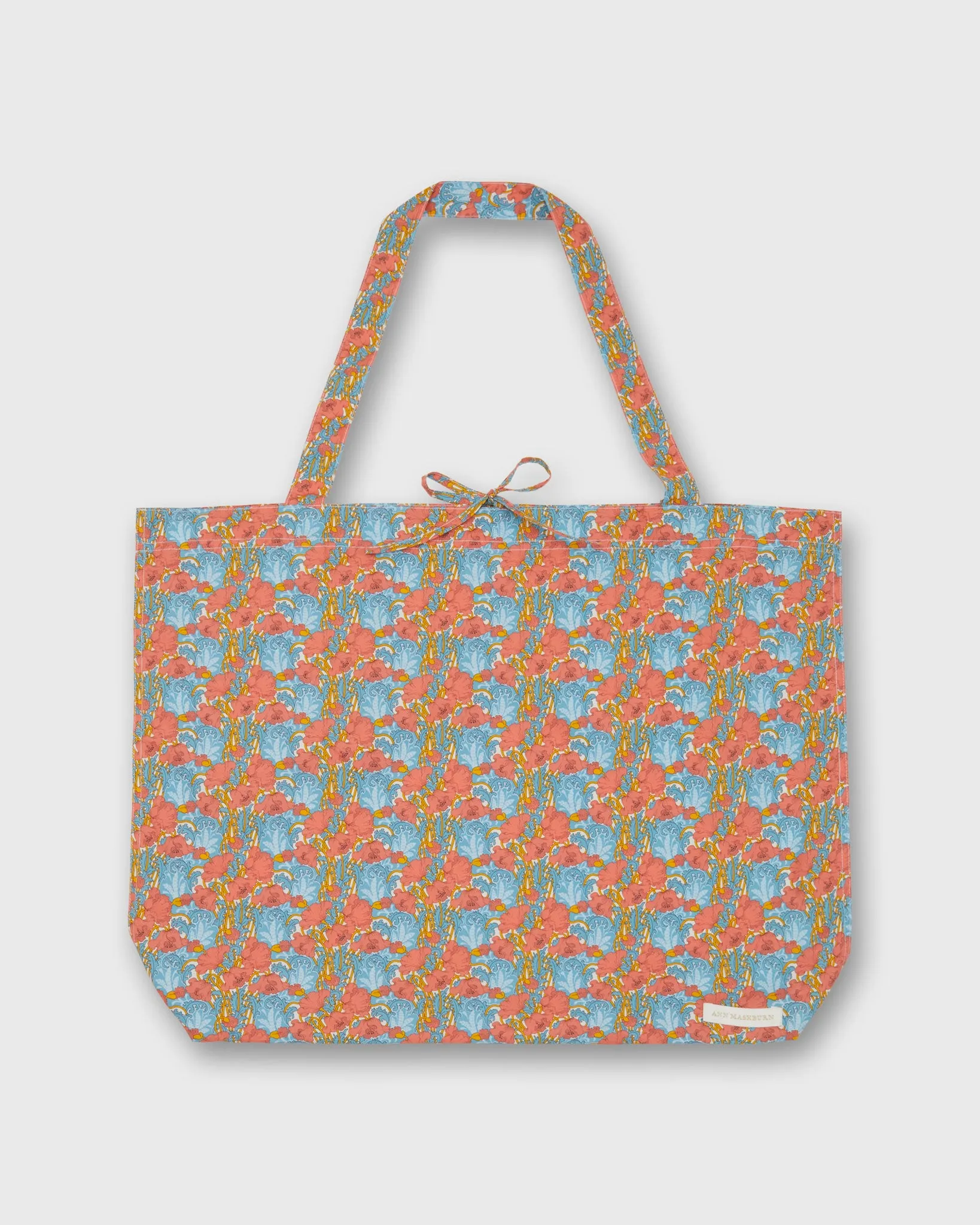 Reusable Tote Bag in Blue/Orange Clementina Liberty Fabric sold by Mashburn