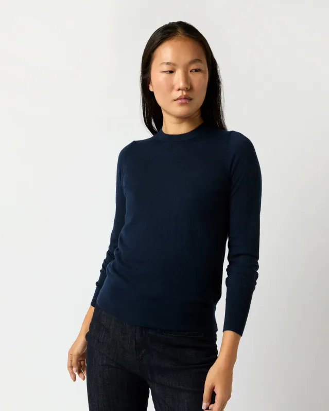 Alida Crewneck Sweater in Navy Cashmere sold by Mashburn