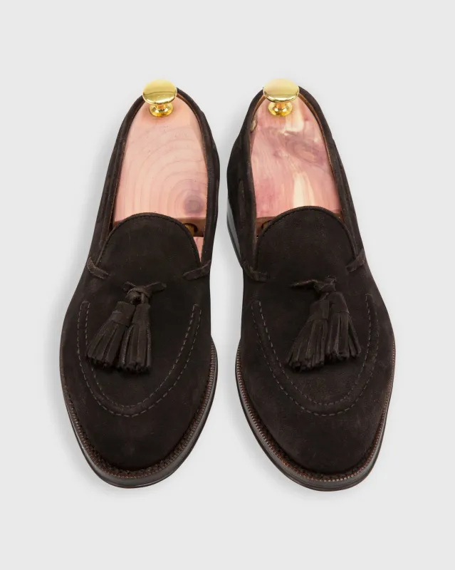 Italian Tassel Loafer in Dark Chocolate Suede sold by Mashburn