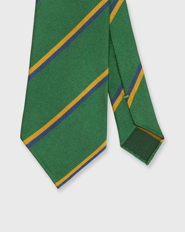 Silk Woven Tie in Green/Yellow/Navy Stripe sold by Mashburn