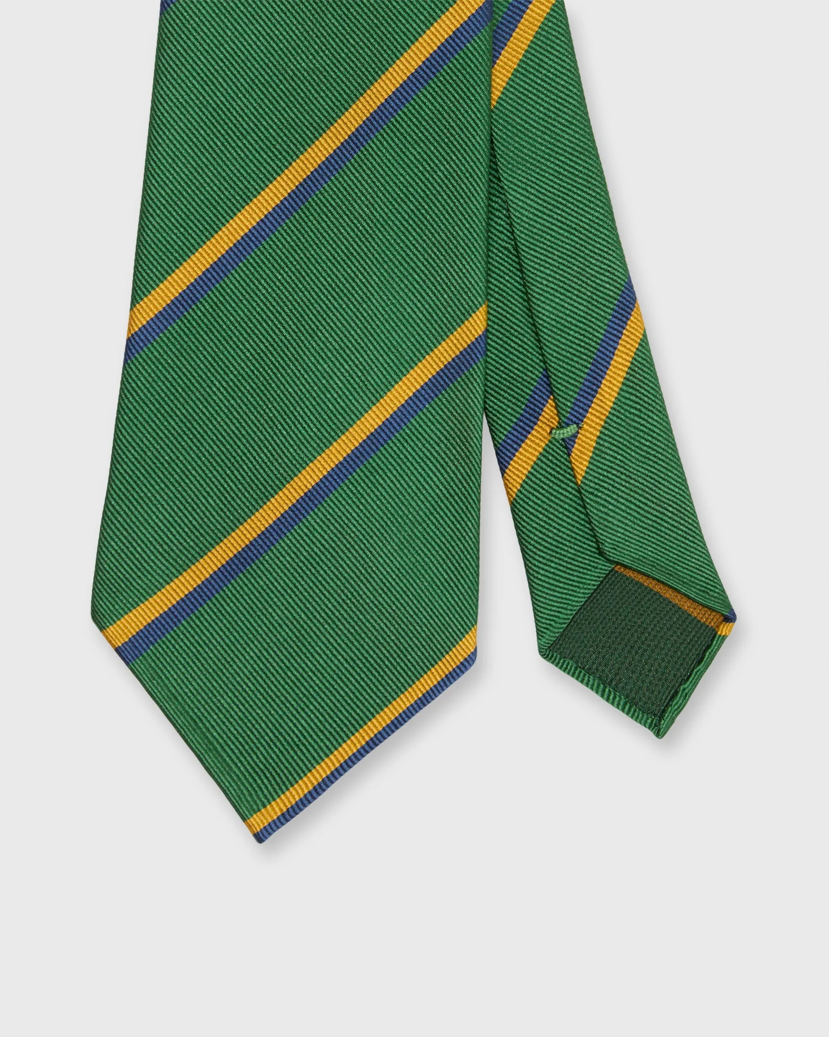 Silk Woven Tie in Green/Yellow/Navy Stripe sold by Mashburn