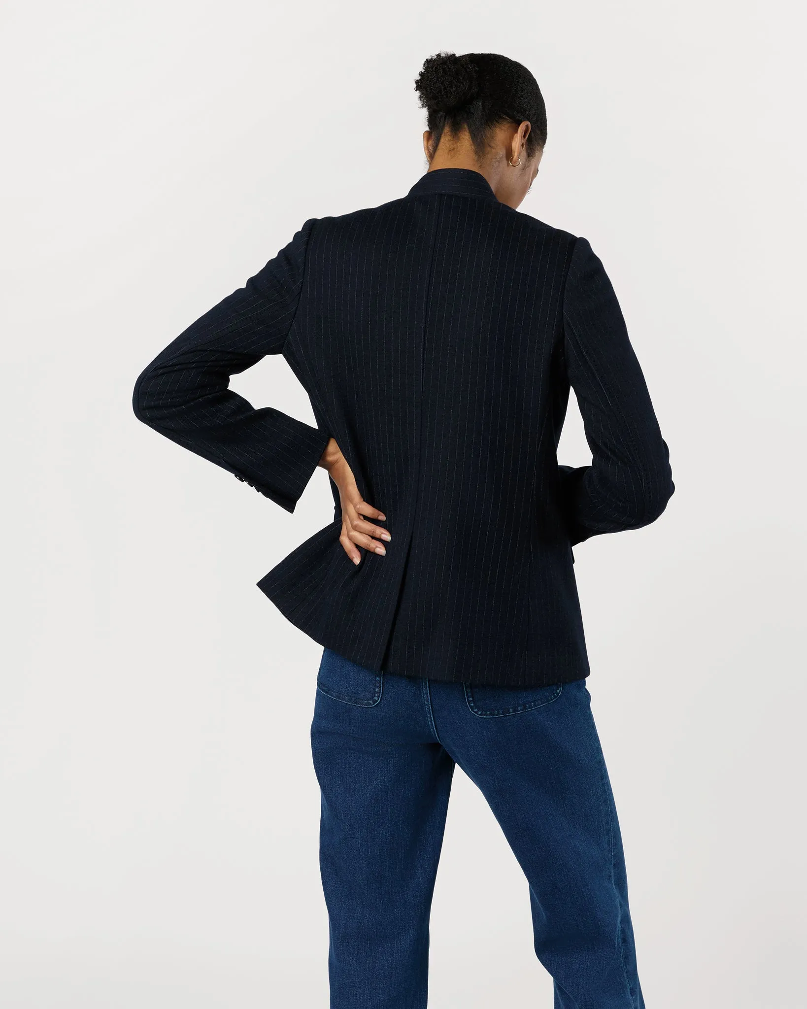 Marguerite Blazer in Navy Pinstripe Knit sold by Mashburn product image thumbnail 5