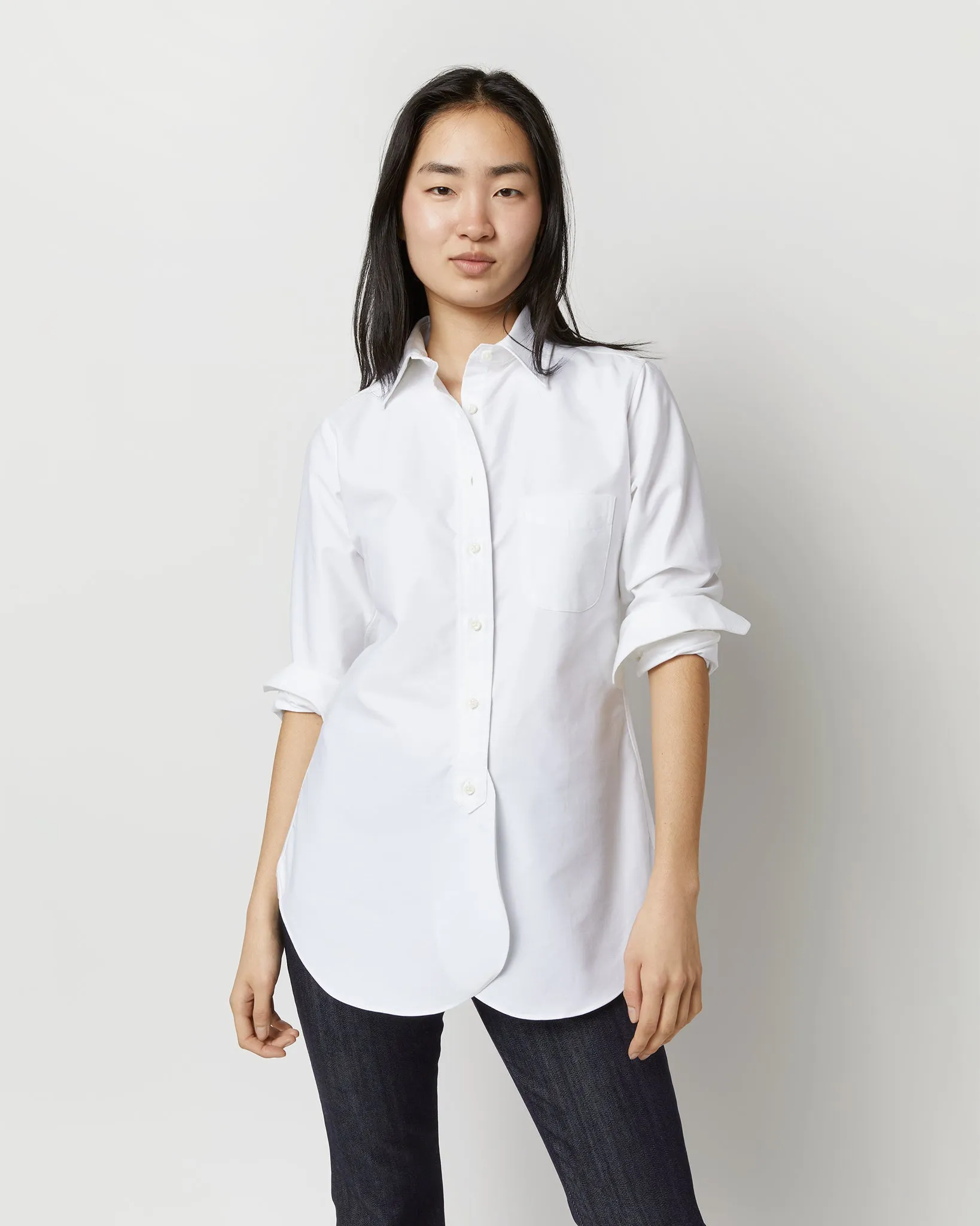 Boyfriend Shirt in White Oxford sold by Mashburn