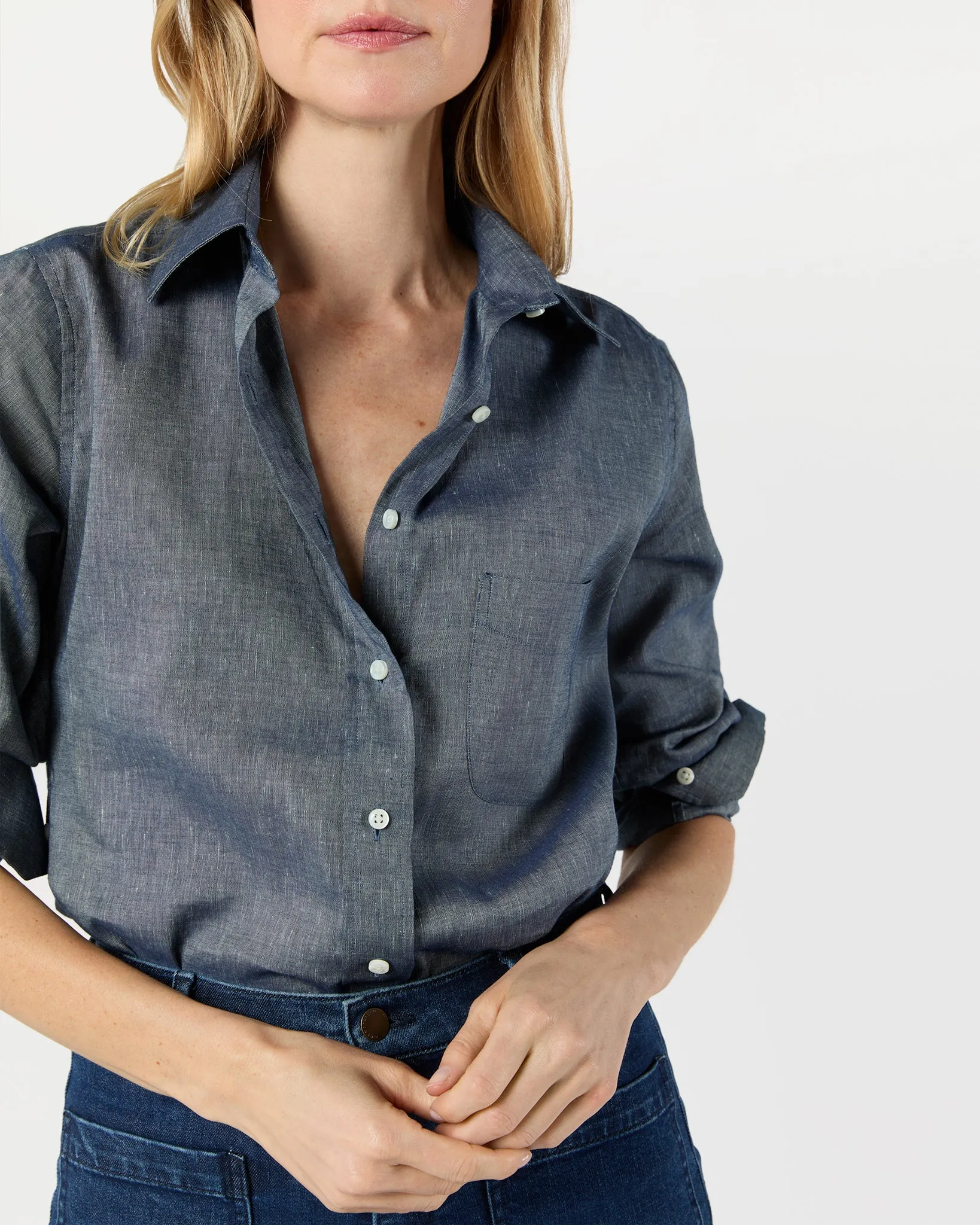 Boyfriend Shirt in Indigo Cotolino Chambray sold by Mashburn product image thumbnail 4