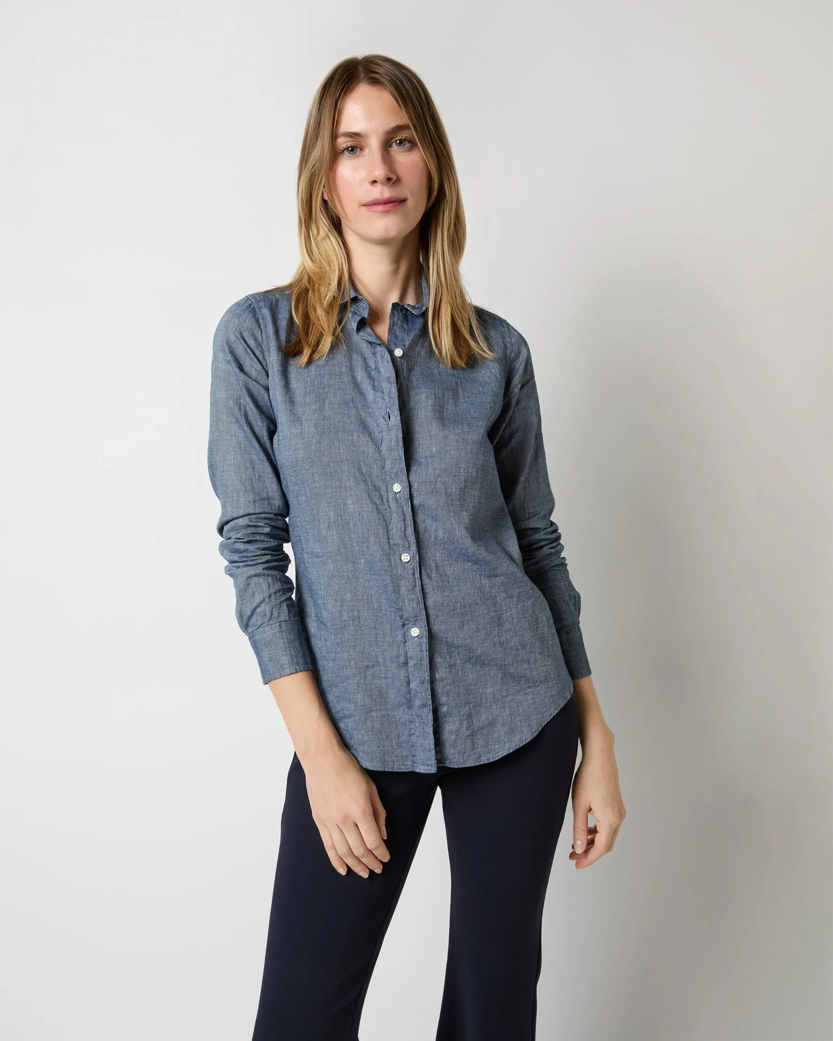 Icon Shirt in Indigo Cotolino Chambray sold by Mashburn