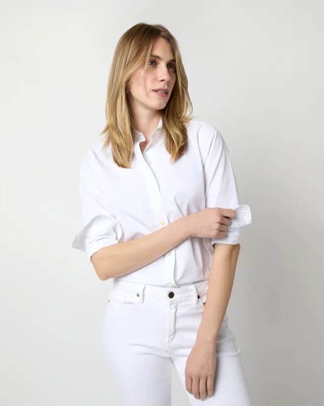 Icon Shirt in White Poplin sold by Mashburn
