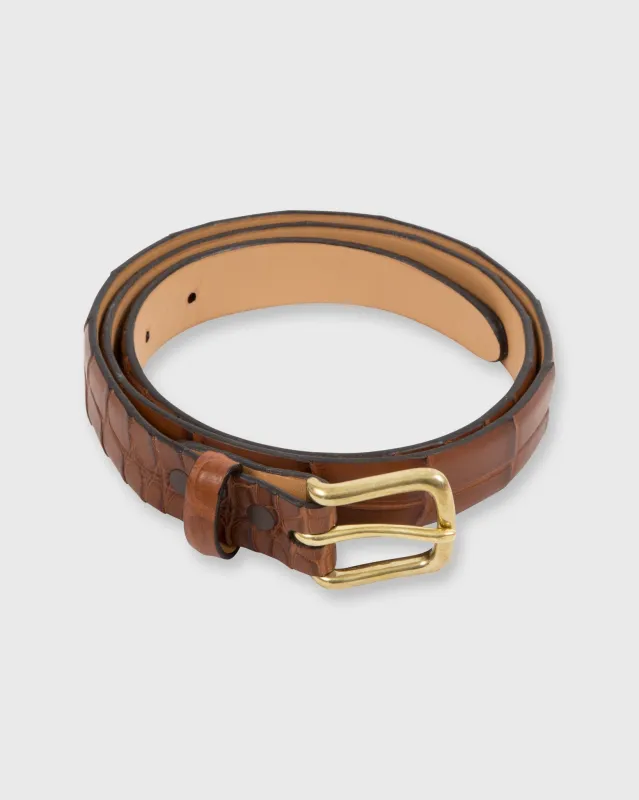1" Belt in Medium Brown Matte Alligator sold by Mashburn