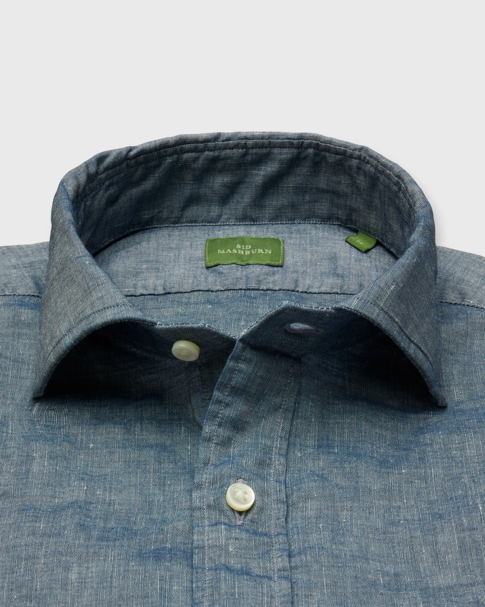 Spread Collar Sport Shirt in Blue Cotolino Chambray sold by Mashburn product image thumbnail 2