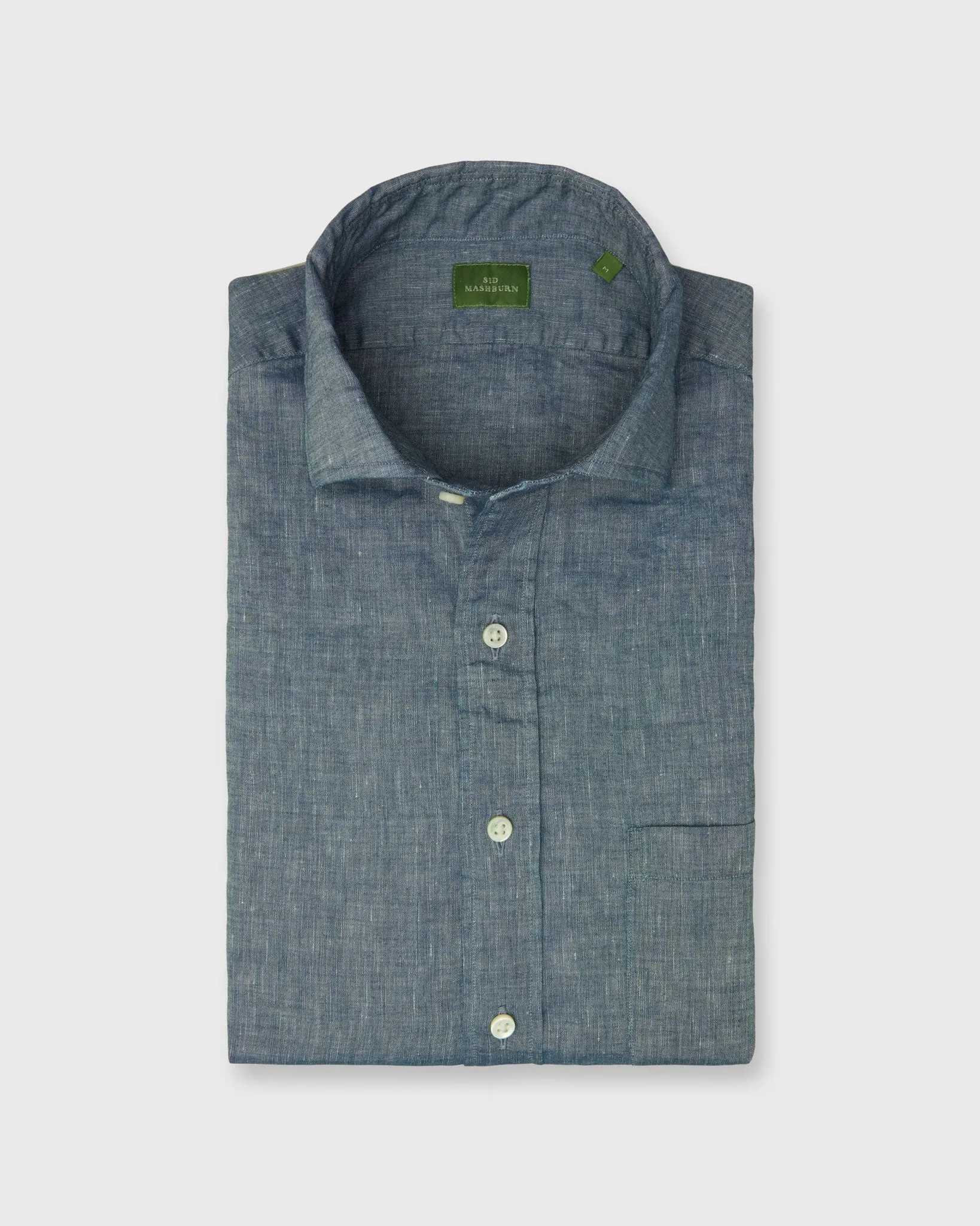 Spread Collar Sport Shirt in Blue Cotolino Chambray sold by Mashburn