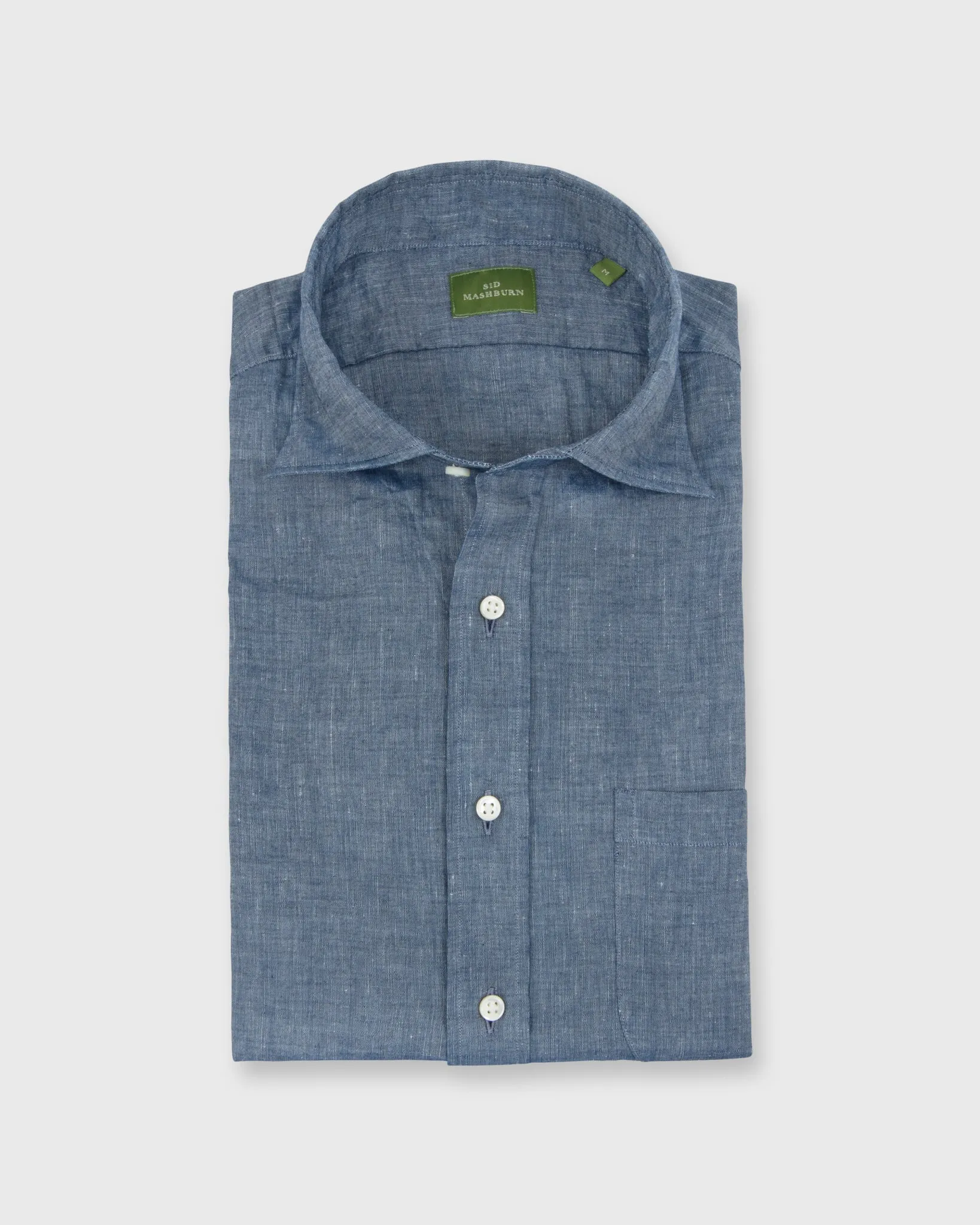 Spread Collar Sport Shirt in Blue Cotolino Chambray sold by Mashburn product image thumbnail 3