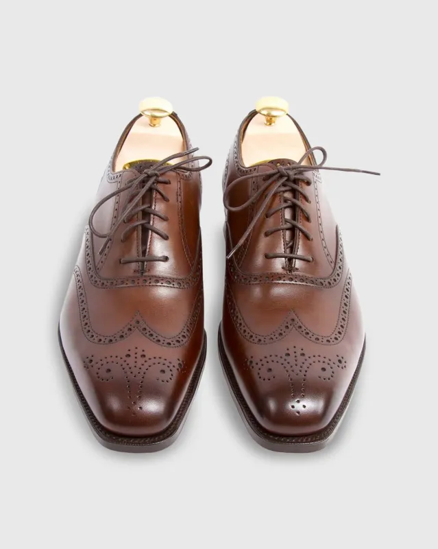 Inverness Wingtip Oxford Shoe in Dark Oak Antique Calfskin sold by Mashburn