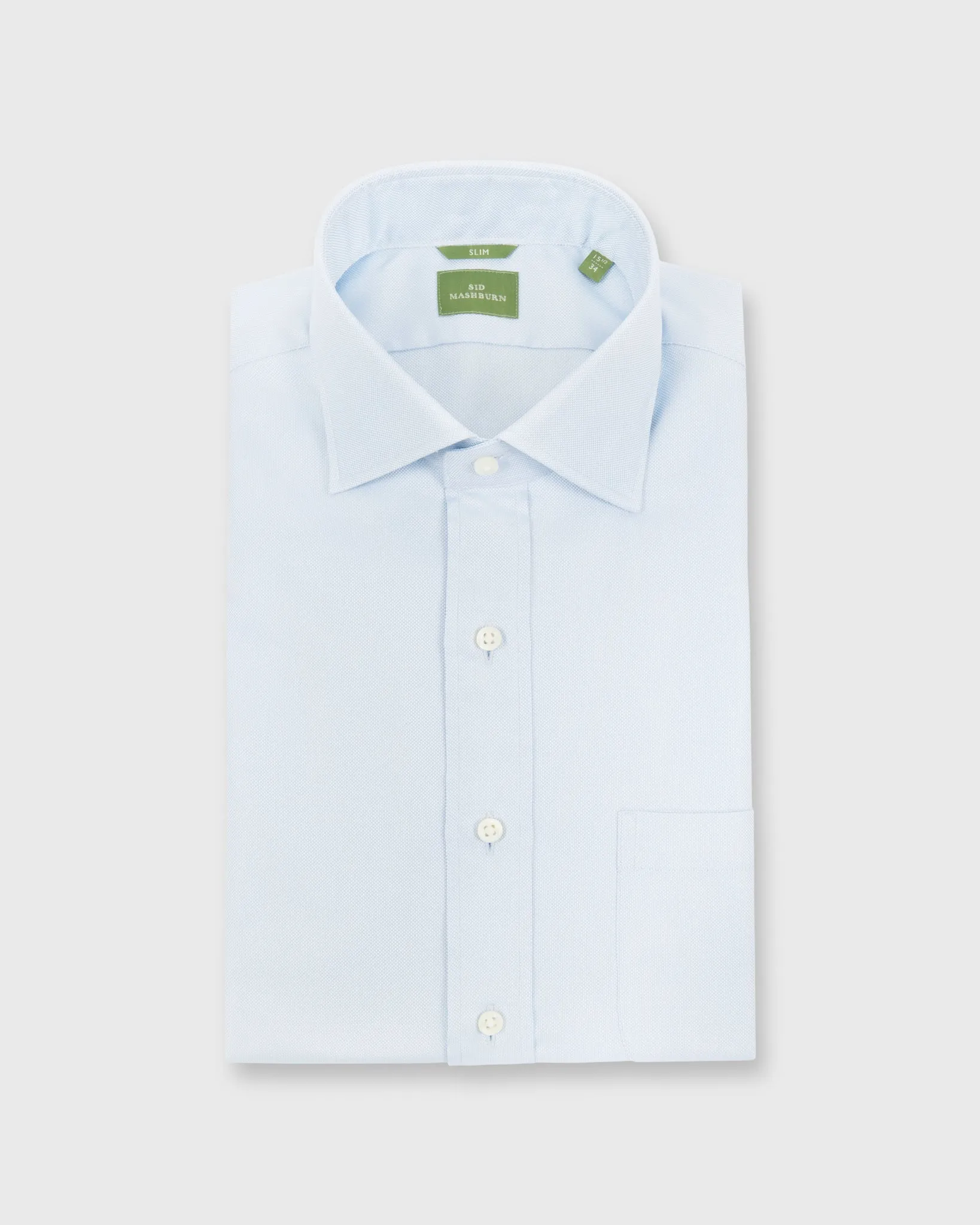 Slim-Fit Spread Collar Dress Shirt in Sky Blue Roxford sold by Mashburn