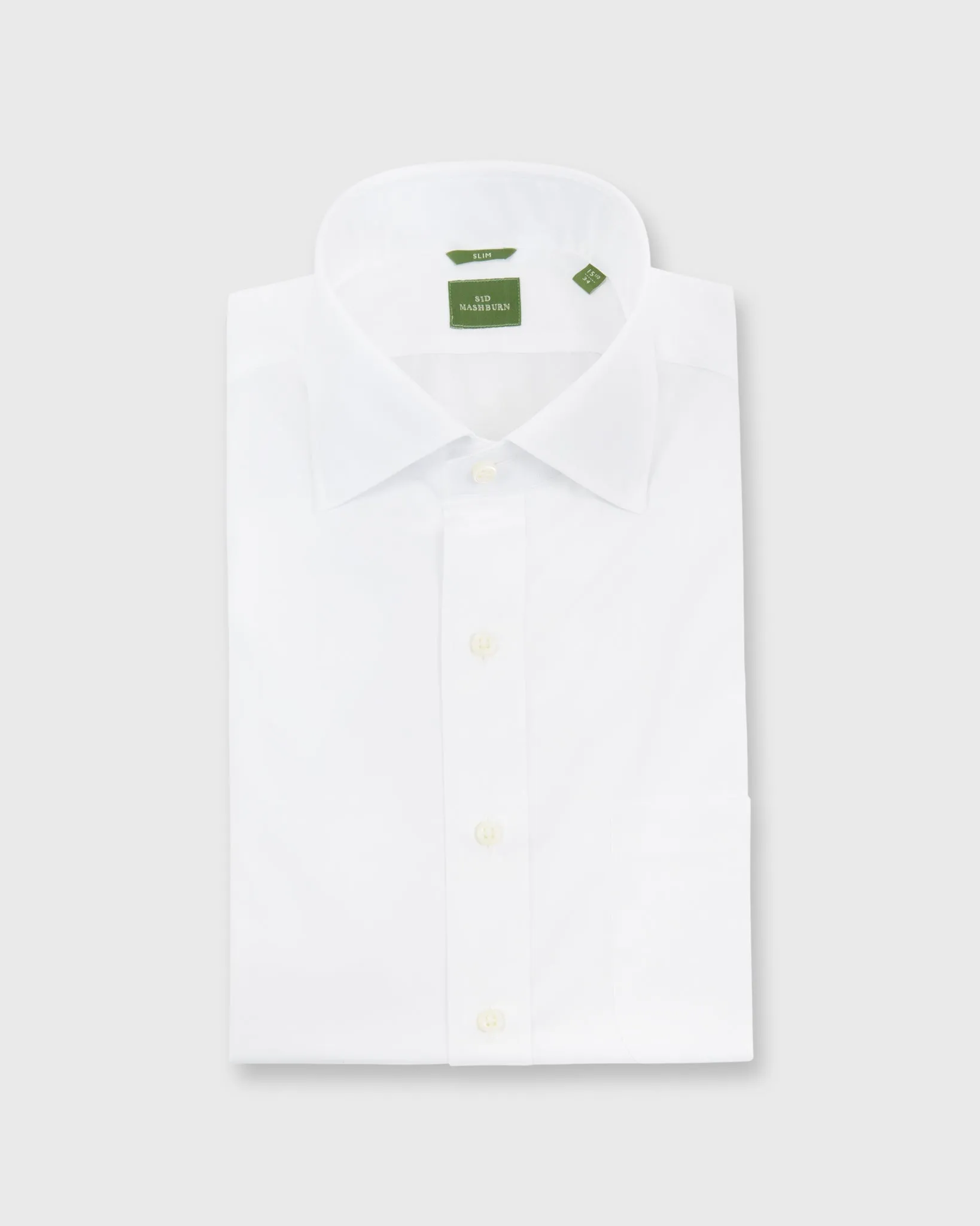 Slim-Fit Spread Collar Dress Shirt in White Poplin sold by Mashburn