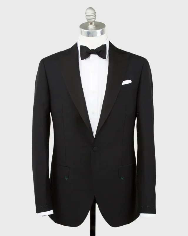 Kincaid No. 3 Peak Lapel Tuxedo in Black Wool Mohair with Silk Grosgrain Trim sold by Mashburn