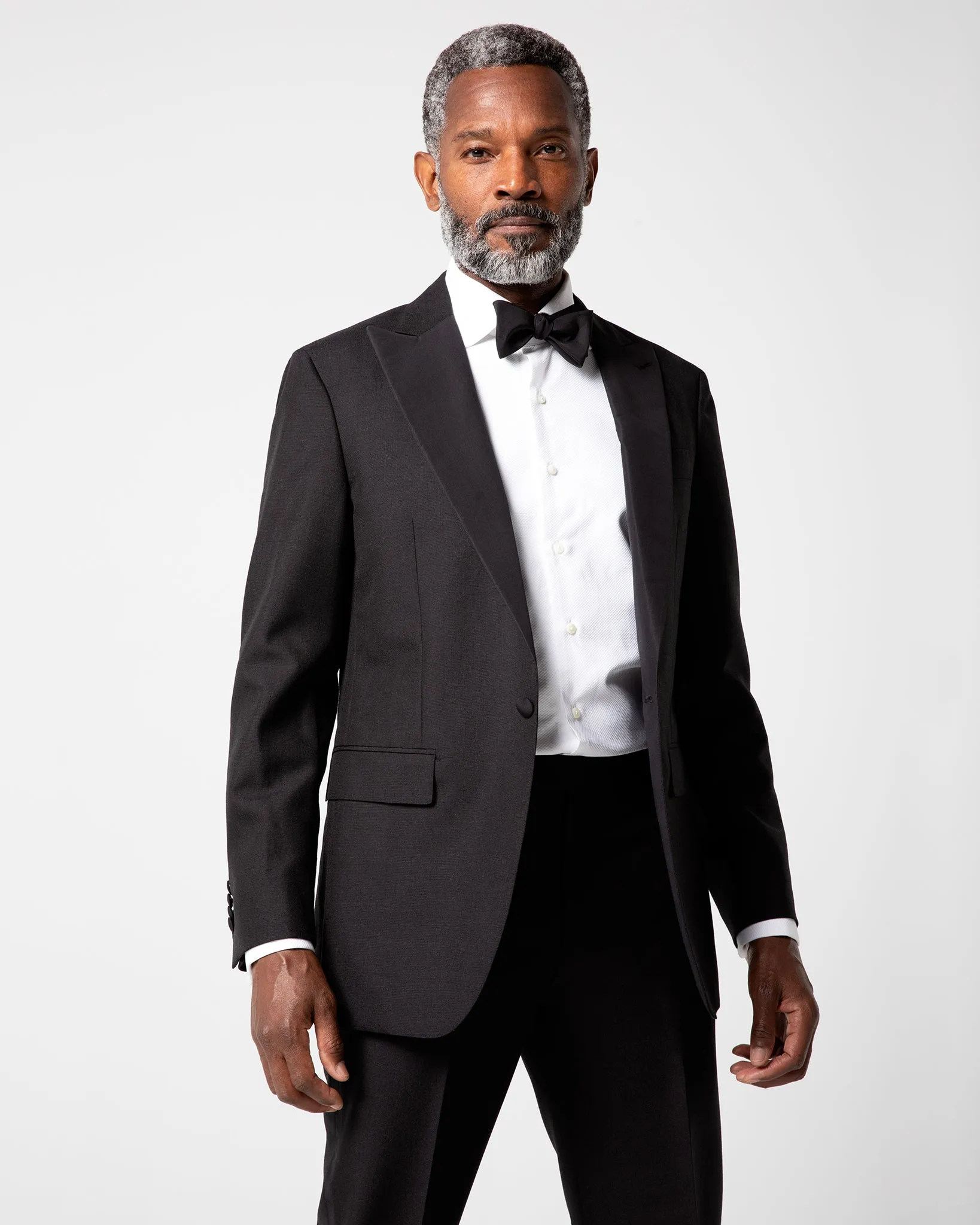Kincaid No. 3 Peak Lapel Tuxedo in Black Wool Mohair with Silk Grosgrain Trim sold by Mashburn product image thumbnail 3