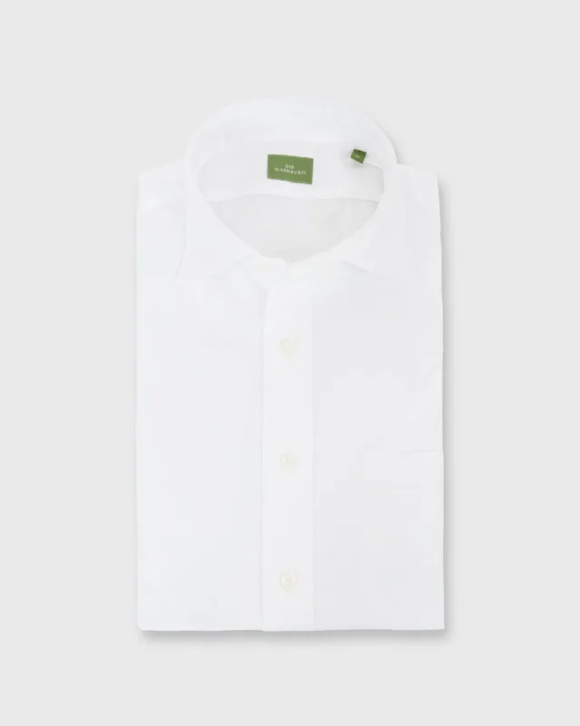 Spread Collar Sport Shirt in White Poplin made by Mashburn