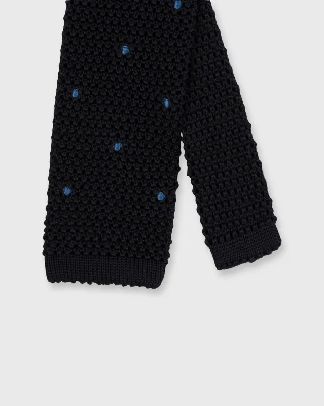 Silk Knit Tie in Navy/French Blue Dot sold by Mashburn