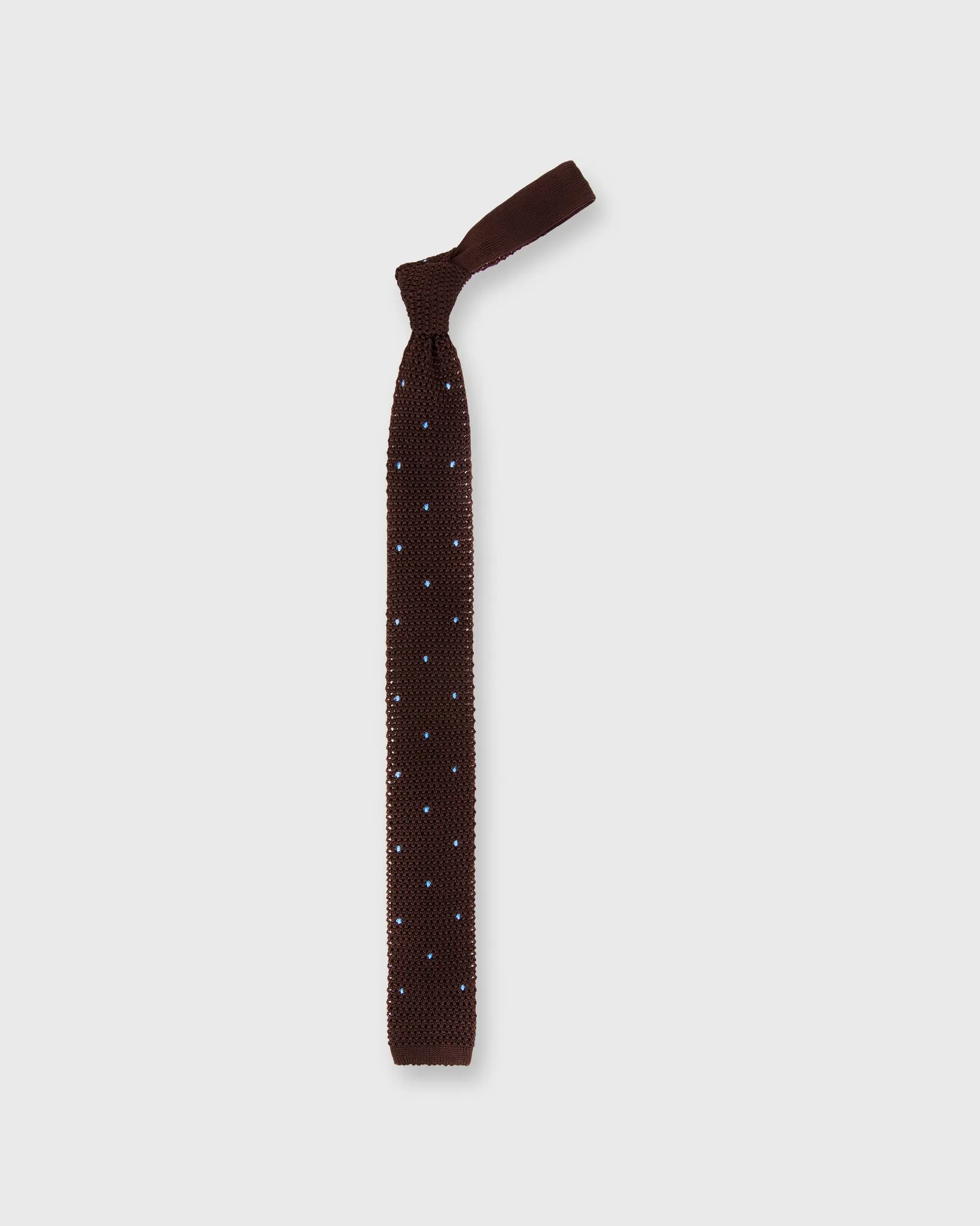 Silk Knit Tie in Chocolate/French Blue Dot sold by Mashburn product image thumbnail 3